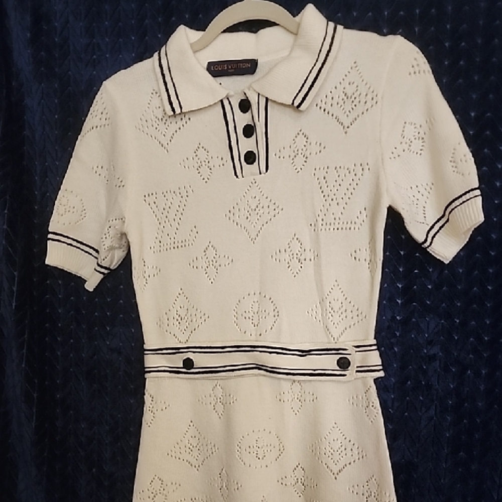 Contrast Accent Openwork Knit Dress